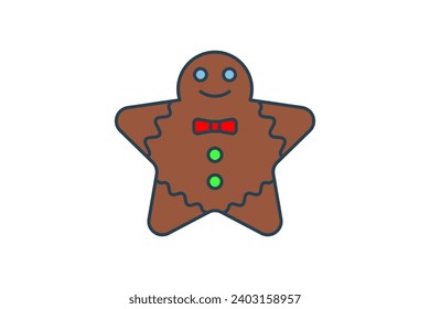gingerbread man icon. icon related to Christmas and the end of the year. flat line icon style. simple vector design editable
