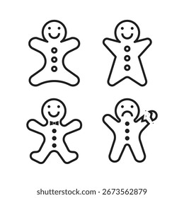 Gingerbread Man Icon Set Vector Design.
