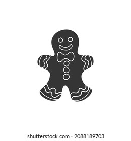 Gingerbread Man Icon Silhouette Illustration. Cookie Christmas Dessert Vector Graphic Pictogram Symbol Clip Art. Doodle Sketch Black Sign.