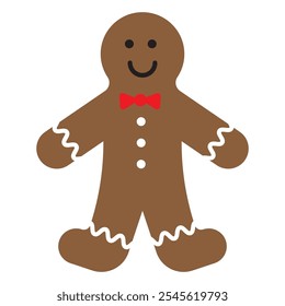 Gingerbread man icon. Smiling cookie figure. Christmas holiday treat. Vector illustration.