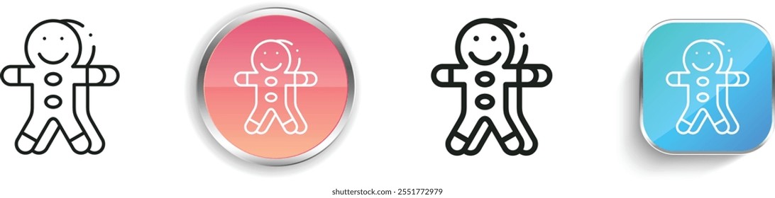 gingerbread man icon. Thin Linear, Regular and Button Style Design Isolated On White Background