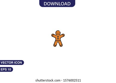 Gingerbread Man icon in trendy flat style isolated on white background vector illustration 