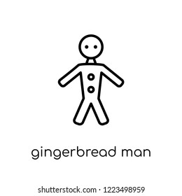 gingerbread man icon. Trendy modern flat linear vector gingerbread man icon on white background from thin line Christmas collection, outline vector illustration