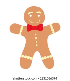 Gingerbread man icon vector christmas cookie character isolated on white illustration eps 10