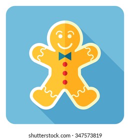 Gingerbread man icon. Vector illustration. Flat design.