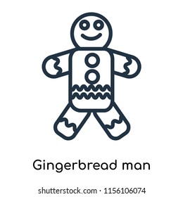 Gingerbread man icon vector isolated on white background, Gingerbread man transparent sign , thin symbols or lined elements in outline style