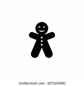 Gingerbread man icon vector on a white background