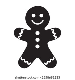 Gingerbread man icon vector silhouette illustration christmas winter season cookie illustration