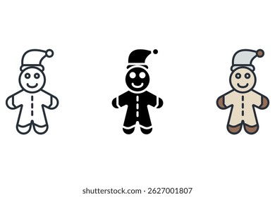 gingerbread man icons isolated on White Background. Flat style design