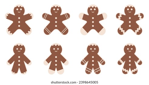 
Los íconos del hombre de pan de jengibre están listos. Ilustración del vector
