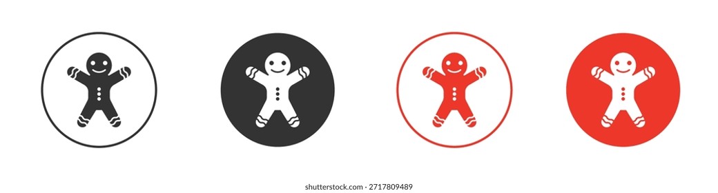 Gingerbread man icons simple flat silhouette vector illustration