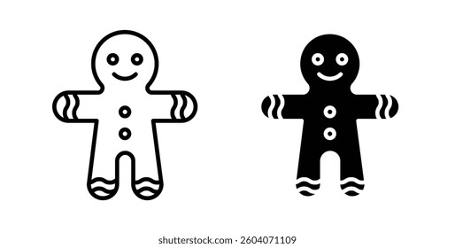 Gingerbread man icons. thin line vector icons