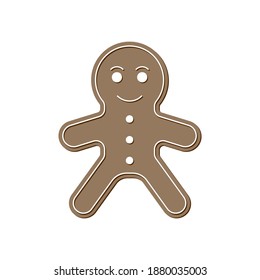Ingwer Brot.  Illustration zum glücklichen Neujahr und frohen Weihnachten. Feiertage zum Ende des Jahres. Einzeln auf weißem Hintergrund, EPS-Vektorgrafik