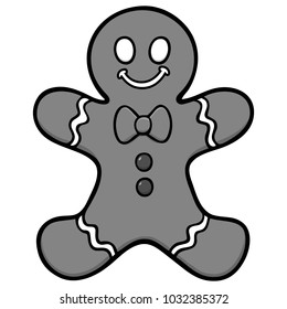 Gingerbread Man Illustration - A vector cartoon illustration of a Christmas Gingerbread Man.