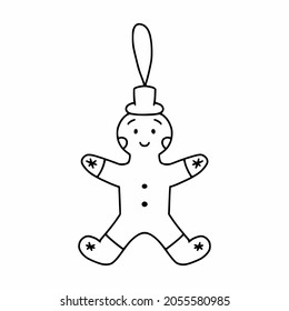 Gingerbread man indoodle style. Ginger cookies for New Year . Decoration for Christmas tree.