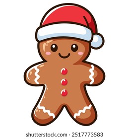 Gingerbread Man. The isolated object on a white background. Christmas cookies, frosting. Vector illustration.