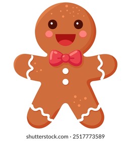 Hombre de jengibre. El objeto aislado sobre un fondo blanco. Galletas de Navidad, glaseado. Ilustración vectorial.