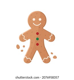 Gingerbread man isolated on white background. Vector illustration