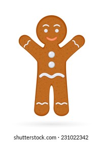 Gingerbread man isolated on white background, illustration.