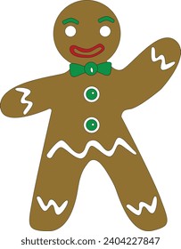 Gingerbread man isolated on white background for christmas decoration