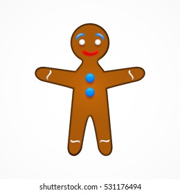 Gingerbread man isolated on white, vector