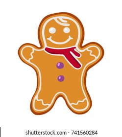 Gingerbread man isolated on white background, illustration.