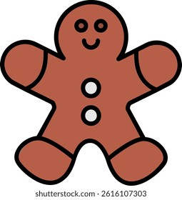 Gingerbread Man Line Filled Vector Icon Design