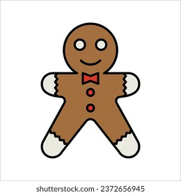 Gingerbread man line and glyph icon, cookie sign, vector illustration on white background