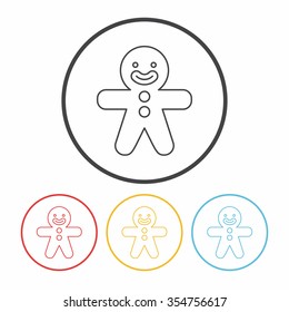 gingerbread man line icon