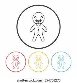 gingerbread man line icon