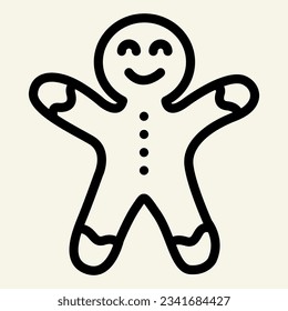 Gingerbread man line icon. Biscuit Man outline style pictogram on white background. Christmas Cookie mobile concept web design. Vector graphics.