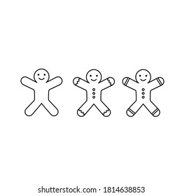 Gingerbread man line icon, christmas and sweet, cookie sign, vector graphics on white background