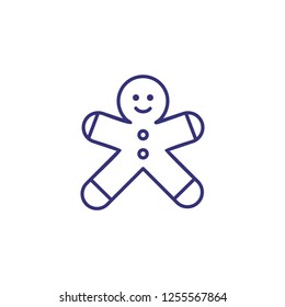 Gingerbread man line icon. Cookie, Christmas treat, biscuit. Christmas concept. Vector illustration can be used for topics like food, holiday, dessert
