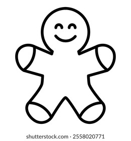 Gingerbread man line icon. Editable vector stroke