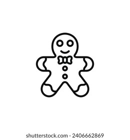 Gingerbread man line icon isolated on white background