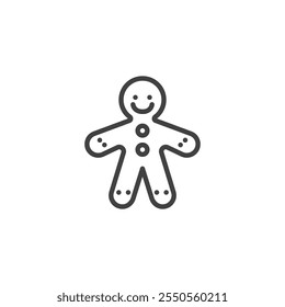 Gingerbread Man line icon. linear style sign for mobile concept and web design. Gingerbread Cookie outline vector icon. Symbol, logo illustration. Vector graphics