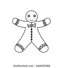 Gingerbread man line icon on white background