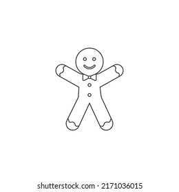Gingerbread man line icon on white background. Vector illustration flat sign