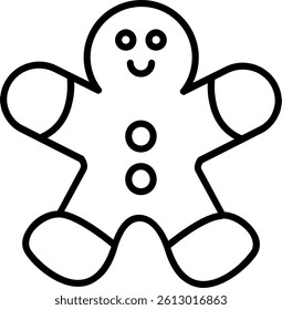 Gingerbread Man Line Vector Icon Design
