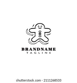 gingerbread man logo icon design template black modern isolated illustration