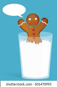 Gingerbread man in milk glass. Funny and angry