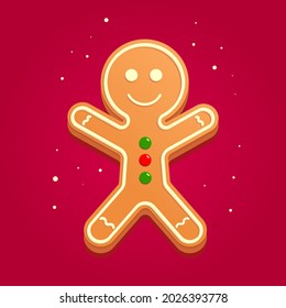 Gingerbread man on a red background svg