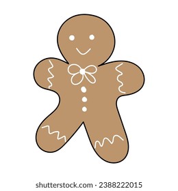 Gingerbread man on white background. Design element of postcards, banners, sticker.