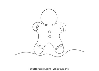 Gingerbread man outline with decorative elements on a simple background