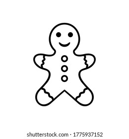 Gingerbread man outline pictogram, line icon isolated on a white background. EPS10 vector file