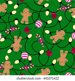 Gingerbread man pattern. Cute vector background 