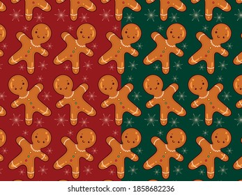 gingerbread man pattern in two colors red and green