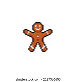 gingerbread man in pixel art style