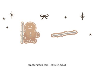 Hombre de jengibre tocando la flauta - Ilustración de galletas heladas	
