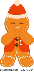 Gingerbread Man In Red Clothes Illustration